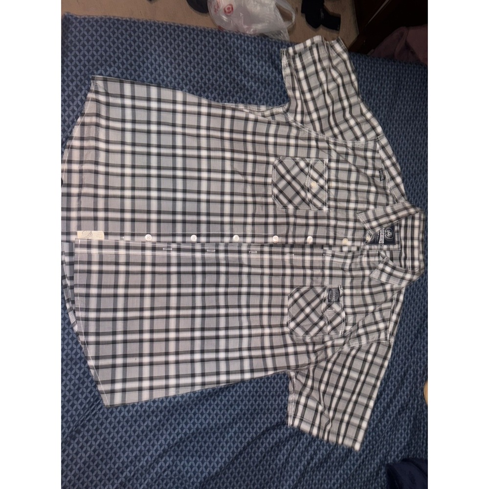Akademiks Shirt Men's 4XL Plaid Short Sleeve Button Up Streetwear